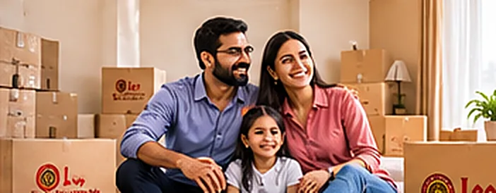 Family settled into their new home after shifting with Leo Packers and Movers India