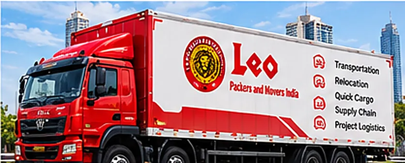 Leo Packers and Movers India truck on a Mumbai road